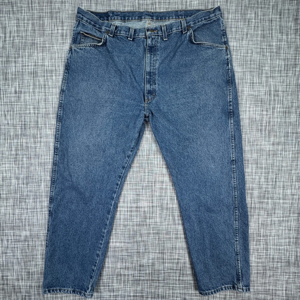 Wrangler Mens 44x30 Regular Fit Straight Leg Jeans Blue Cotton Denim 96501DS
